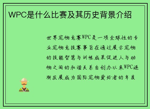 WPC是什么比赛及其历史背景介绍
